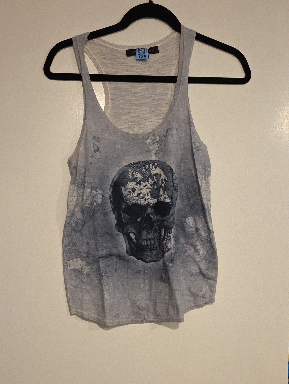 Skull Cashmere Gray Racerback Skull Tank Top